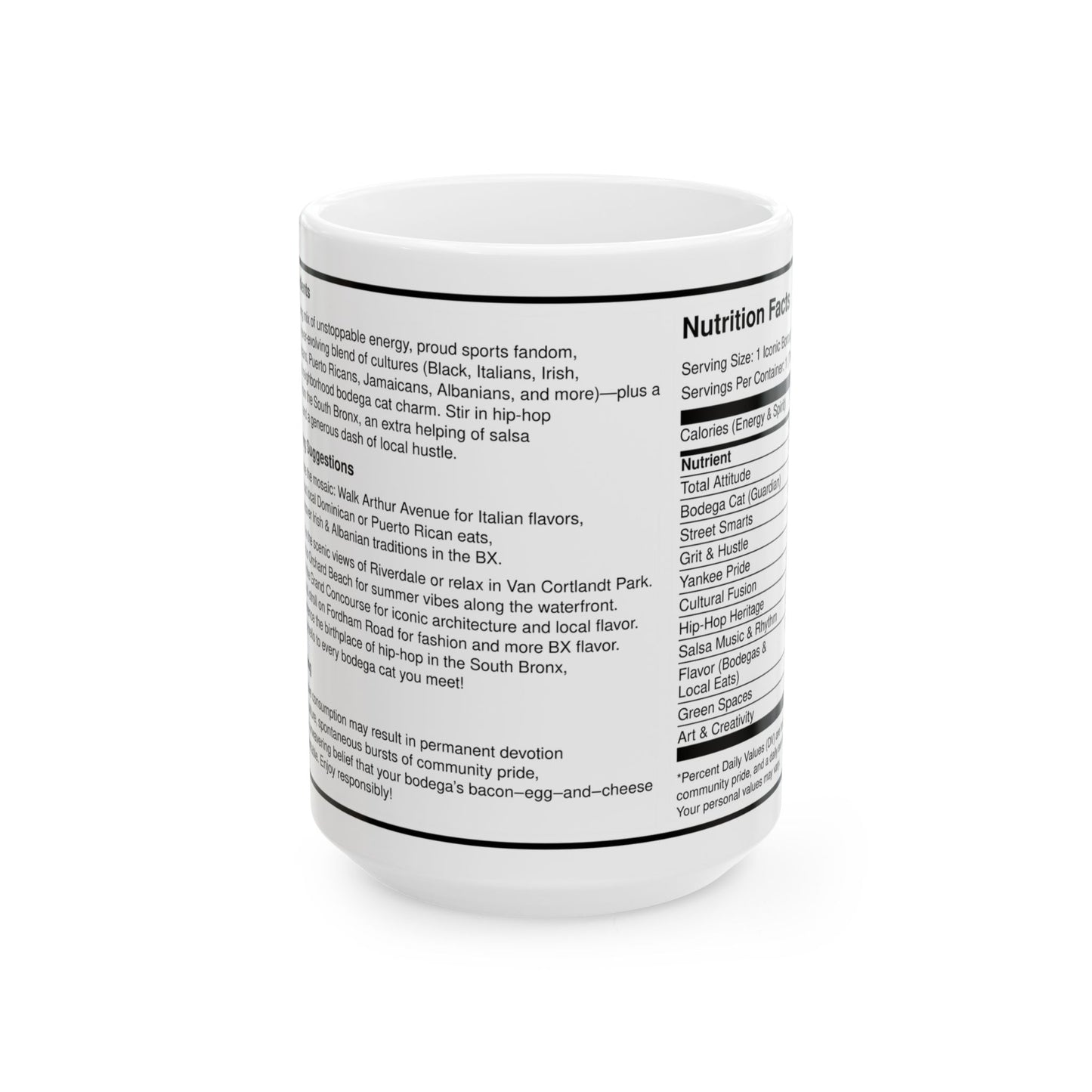 Bronx Nutrition Ceramic Mug, (15oz)